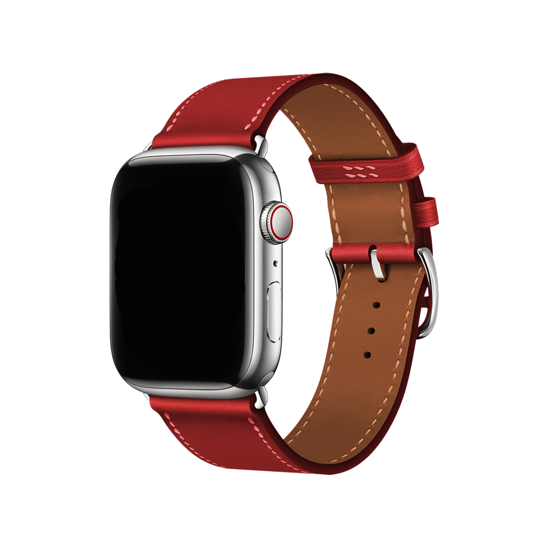 Apple Watch Faux Leather Band Red Glitch Techs